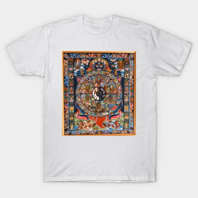 Tibetan Buddhist Wheel of Life T-Shirt by TammyWinandArt